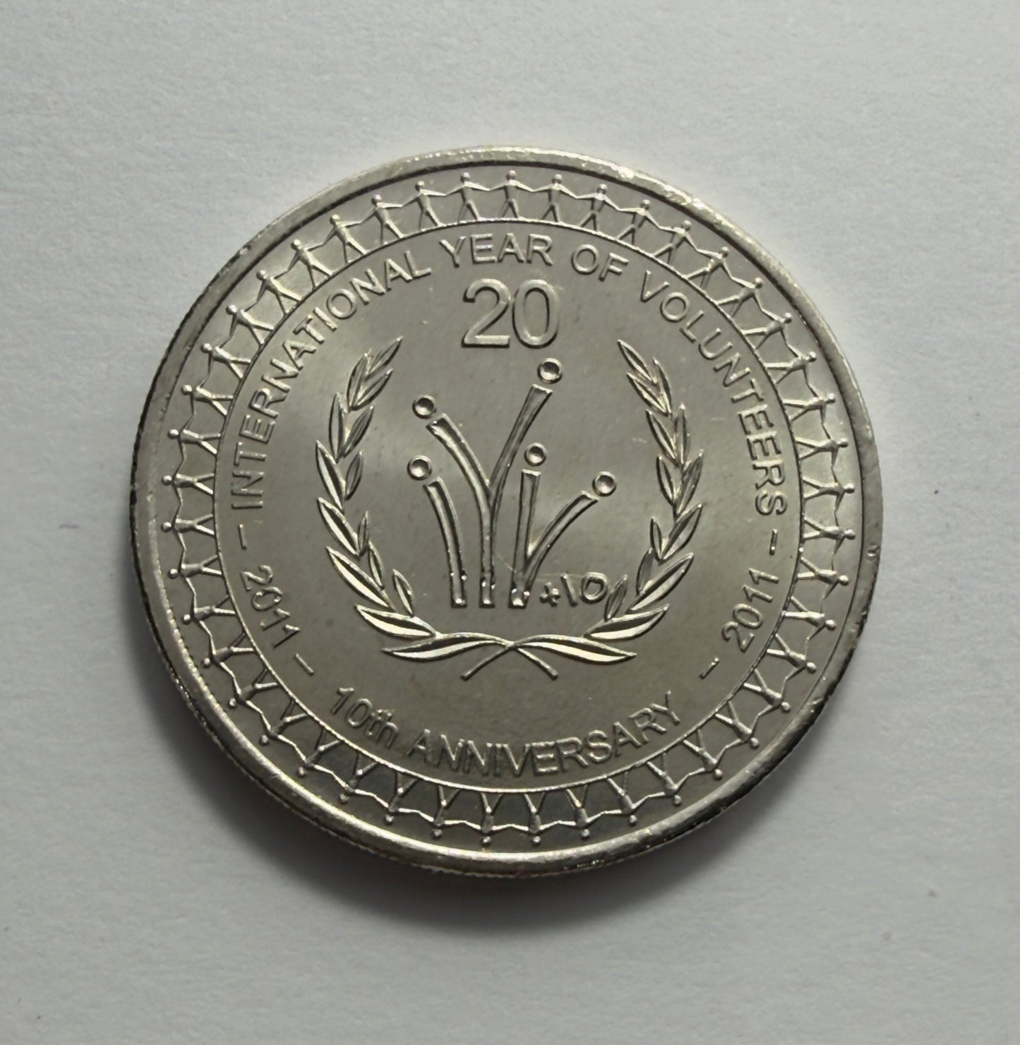 2011 20 Cent Coin - Uncirculated - Year of Volunteers Anniversary - in 2x2