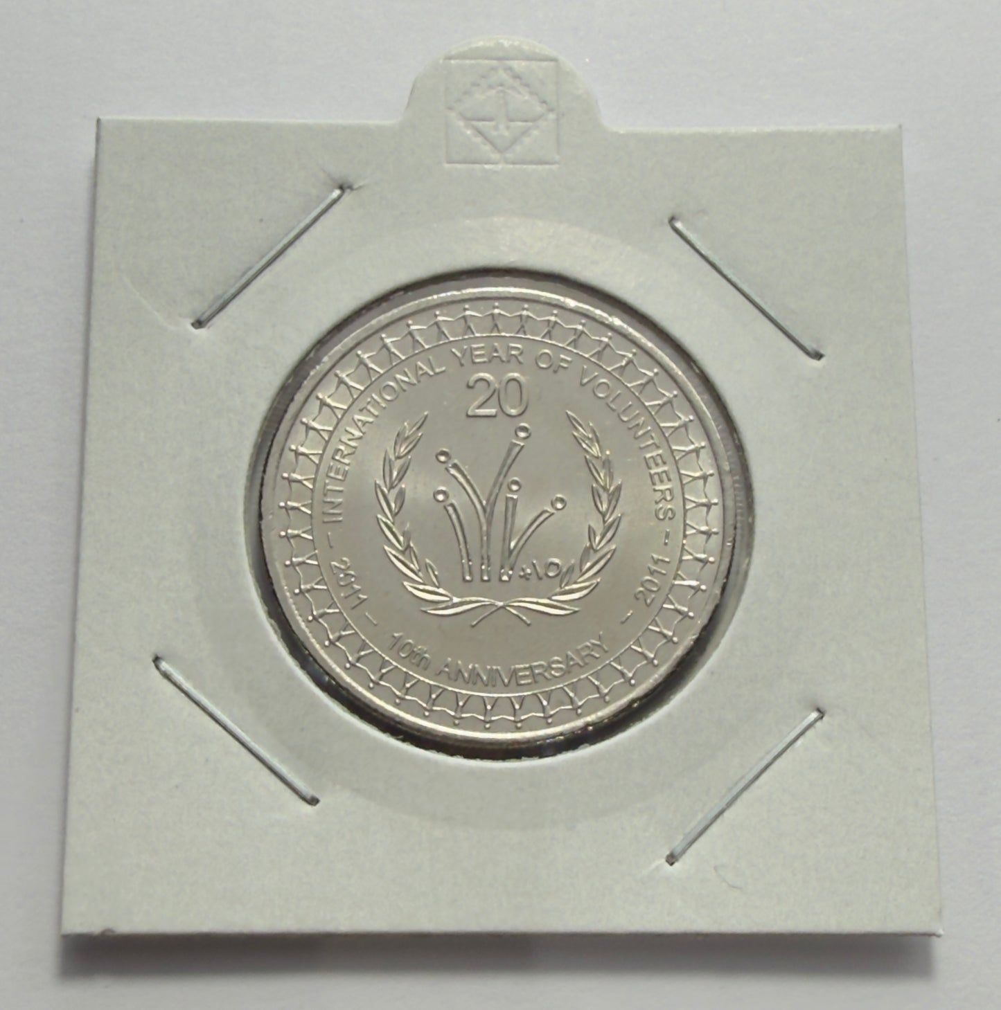 2011 20 Cent Coin - Uncirculated - Year of Volunteers Anniversary - in 2x2
