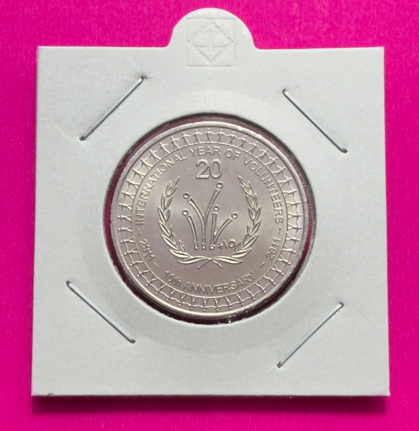 2011 20 Cent Coin - Uncirculated - Year of Volunteers Anniversary - in 2x2