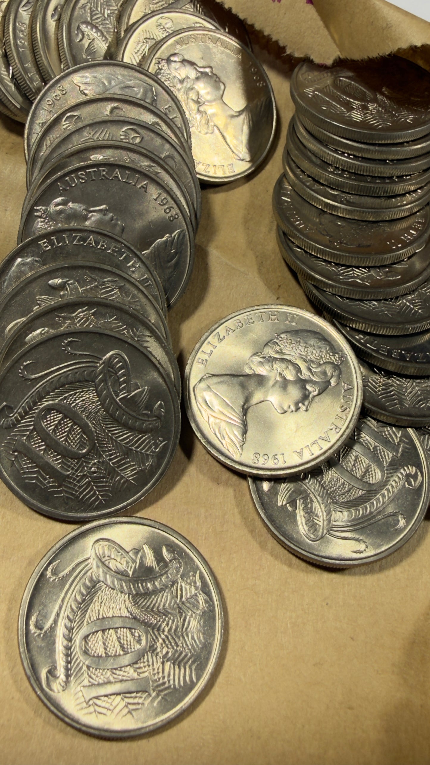 1968 10 Cent Coin - Uncirculated - Ex RAM Roll Ten Cent - comes in 2x2