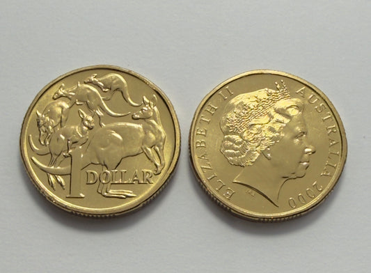 2000 $1 - Mob Of Roos Coin - Choice Uncirculated - ex mint set coin - 2x2