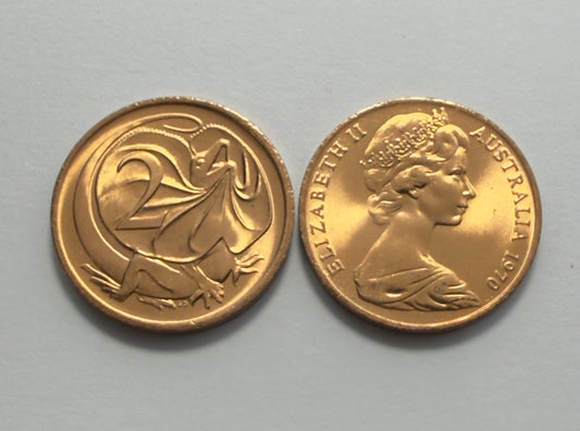 1970 2 Cent Coin - Uncirculated - Two Cent- 2c - comes in 2x2