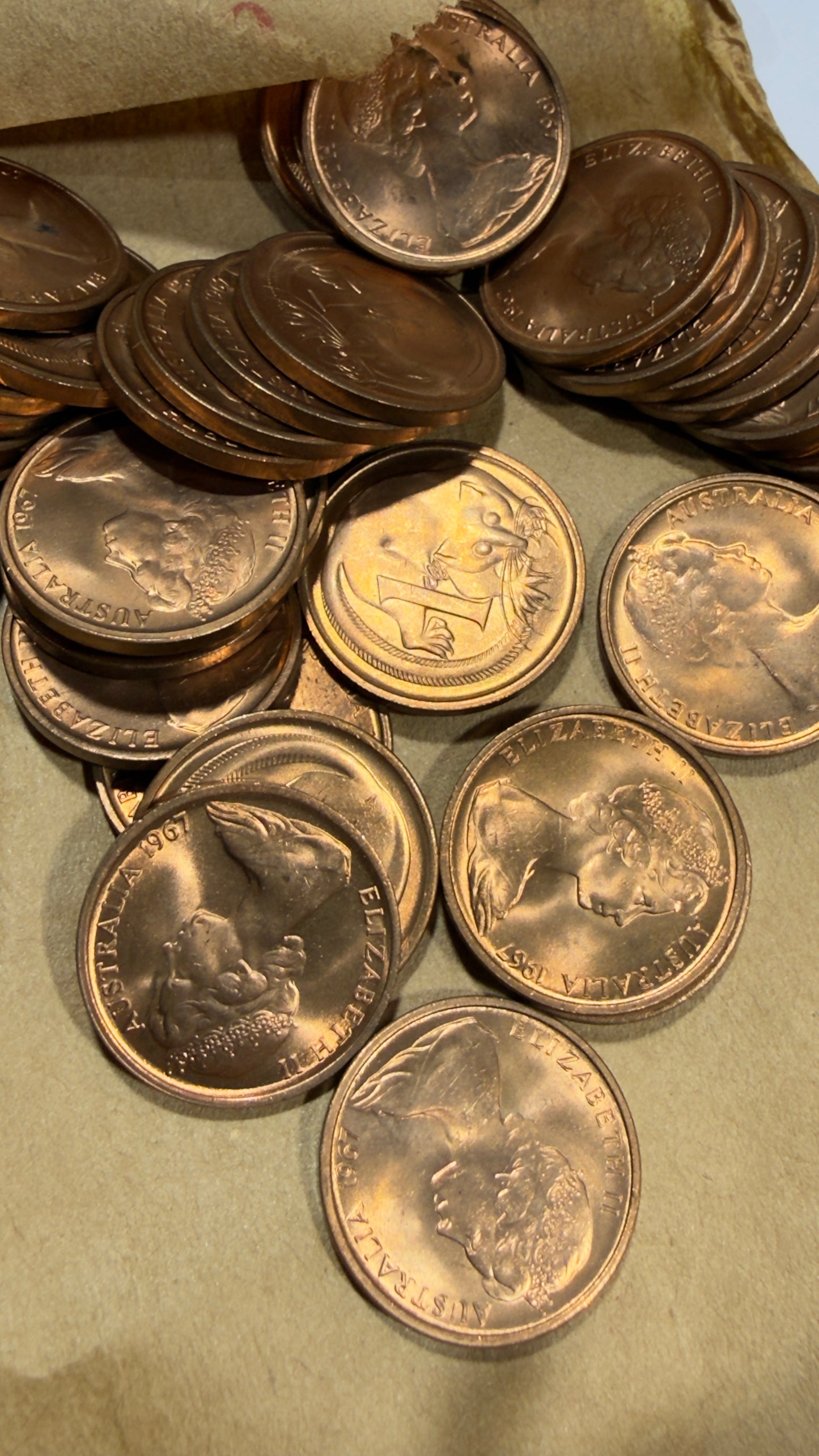 1967 1 Cent Coin - Uncirculated - Ex RAM Roll 1c -One Cent - comes in 2x2