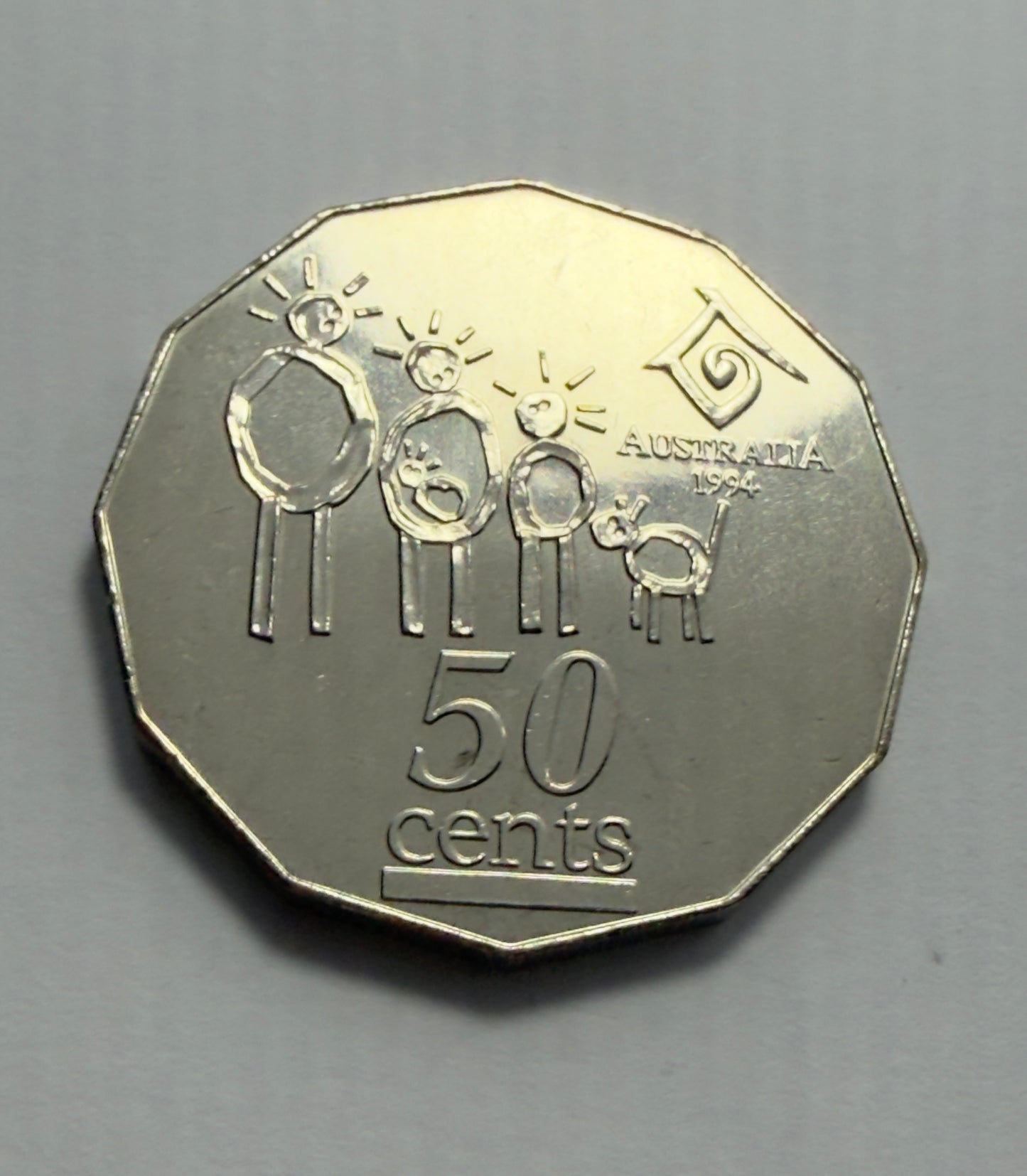 1994 50 Cent Coin - International Year Of Family - Wide Date - Choice UNC - 2x2