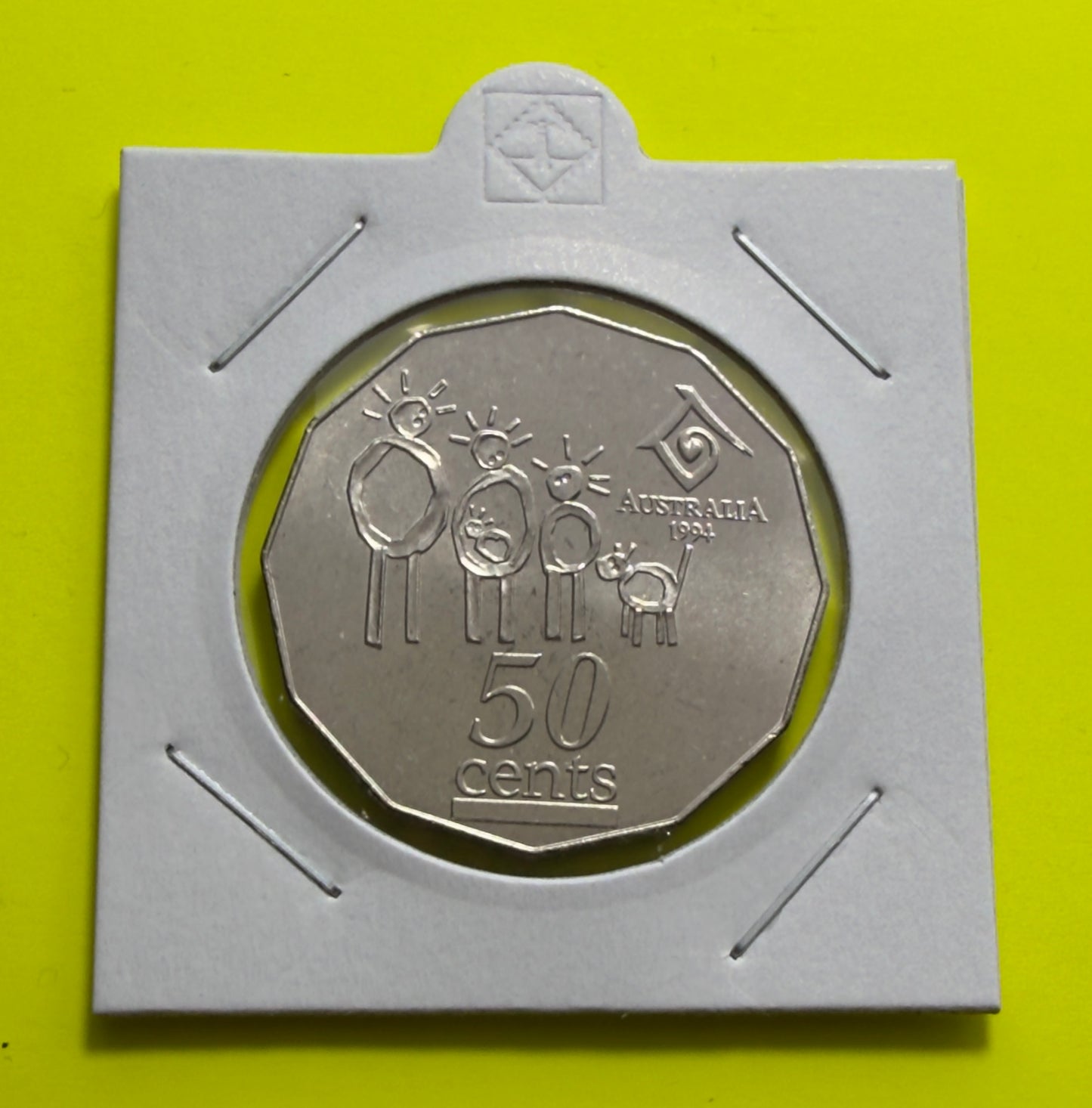 1994 50 Cent Coin - International Year Of Family - Wide Date - Choice UNC - 2x2
