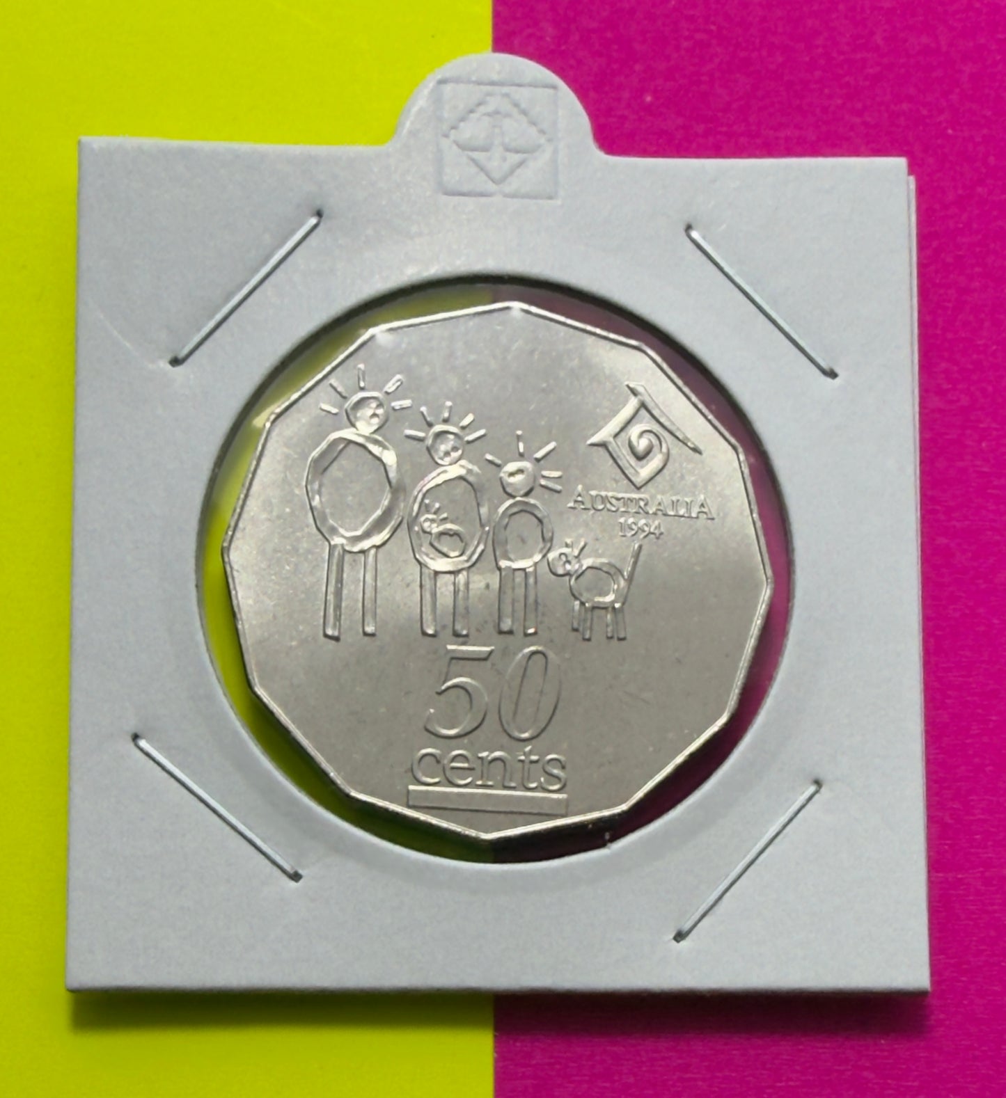 1994 50 Cent Coin - International Year Of Family - Wide Date - Choice UNC - 2x2