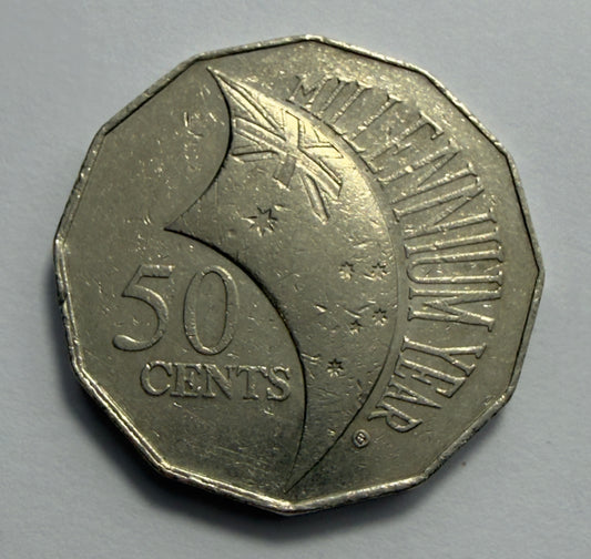 2000 50 Cent Coin - INCUSED Millennium Year - comes in 2x2 - #1