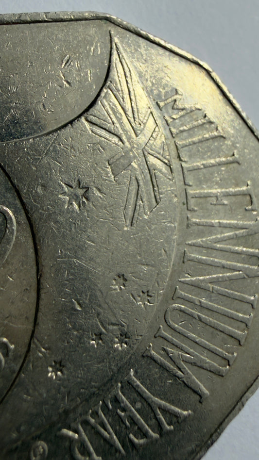 2000 50 Cent Coin - INCUSED Millennium Year - comes in 2x2 - #1