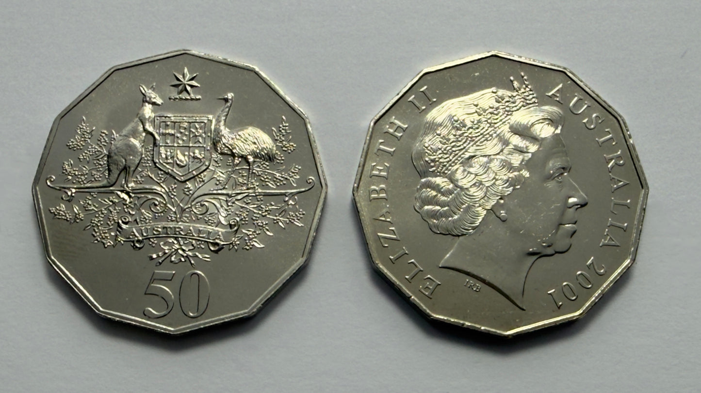 2001 50 Cent - Centenary of Federation - Choice Uncirculated - ex mint set - 2x2
