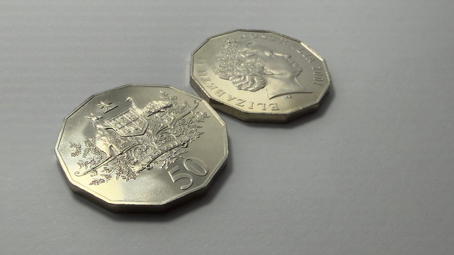 2001 50 Cent - Centenary of Federation - Choice Uncirculated - ex mint set - 2x2