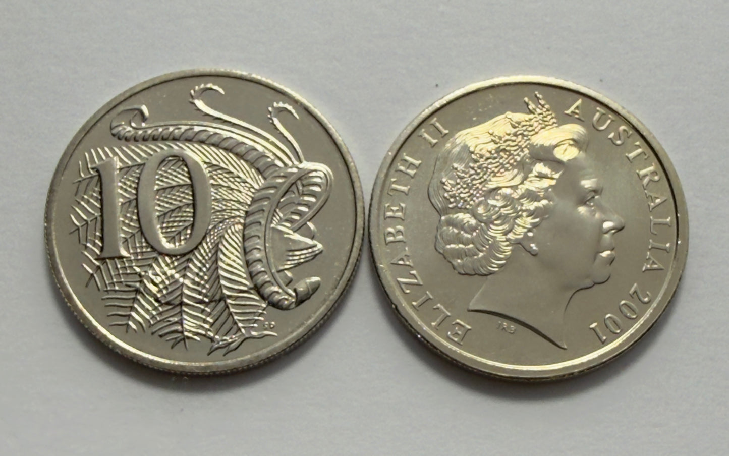 2001 10 Cent Coin - Choice Uncirculated - ex mint set coin - comes in 2x2
