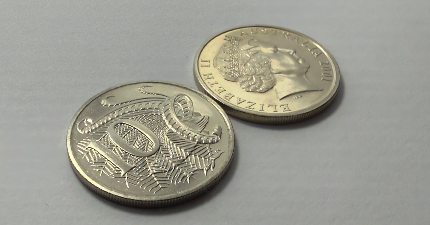 2001 10 Cent Coin - Choice Uncirculated - ex mint set coin - comes in 2x2