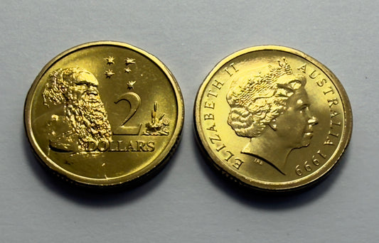 1999 $2 Elder Coin - Choice Uncirculated - ex mint set coin - comes in 2x2