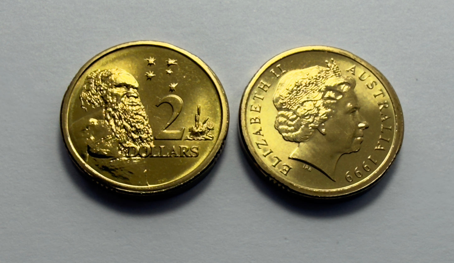 1999 $2 Elder Coin - Choice Uncirculated - ex mint set coin - comes in 2x2