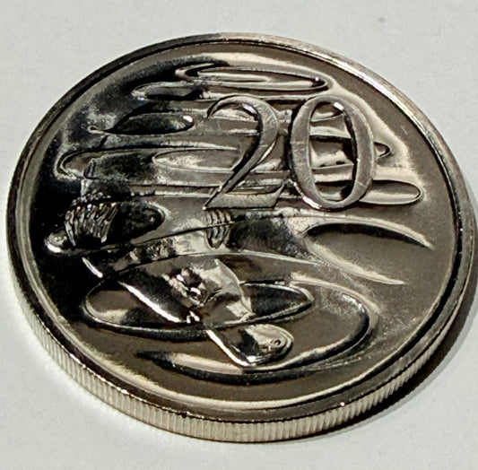 1990 20 Cent Coin - Uncirculated - Ex MINT SET - Twenty Cent Coin - comes in 2x2