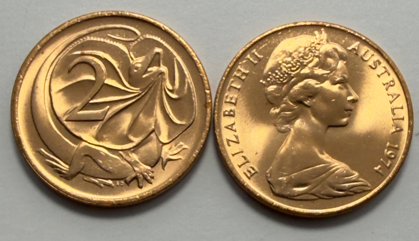 1974 2 Cent Coin - Uncirculated - Two Cent - 2c - comes in 2x2