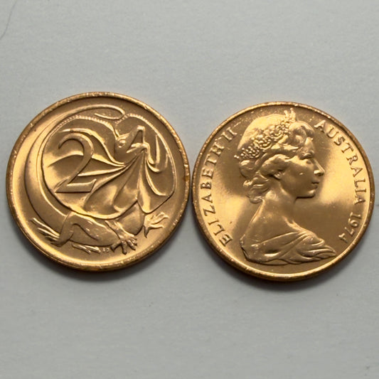 1974 2 Cent Coin - Uncirculated - Two Cent - 2c - comes in 2x2