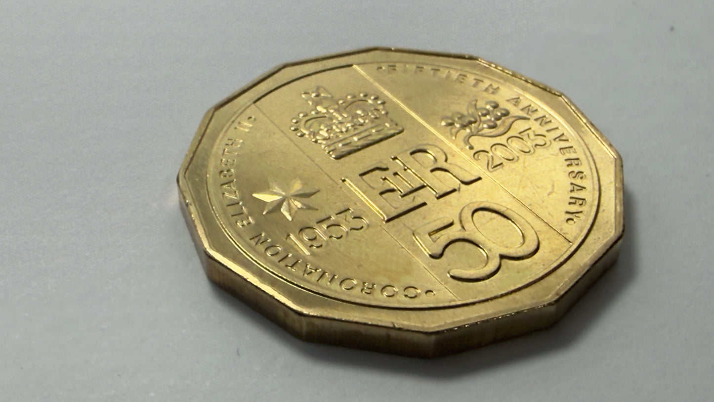 2003 50 Cent Coin - QEII Golden Jubilee - Uncirculated - comes in 2x2