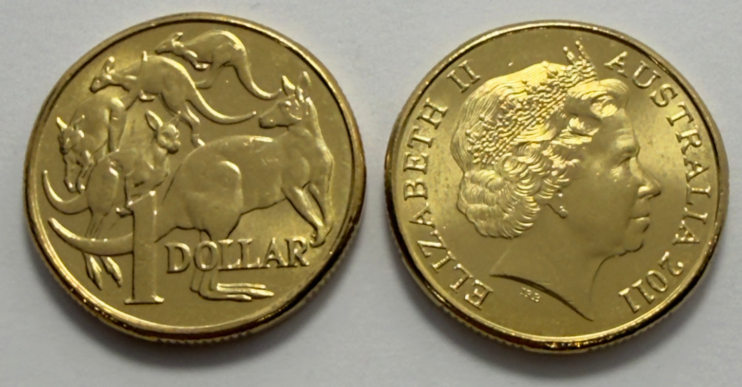 2011 $1 Coin - Mob of Roos - Uncirculated - One Dollar - comes in 2x2