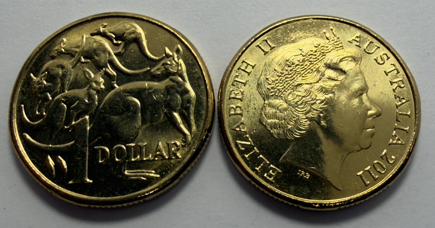 2011 $1 Coin - Mob of Roos - Uncirculated - One Dollar - comes in 2x2