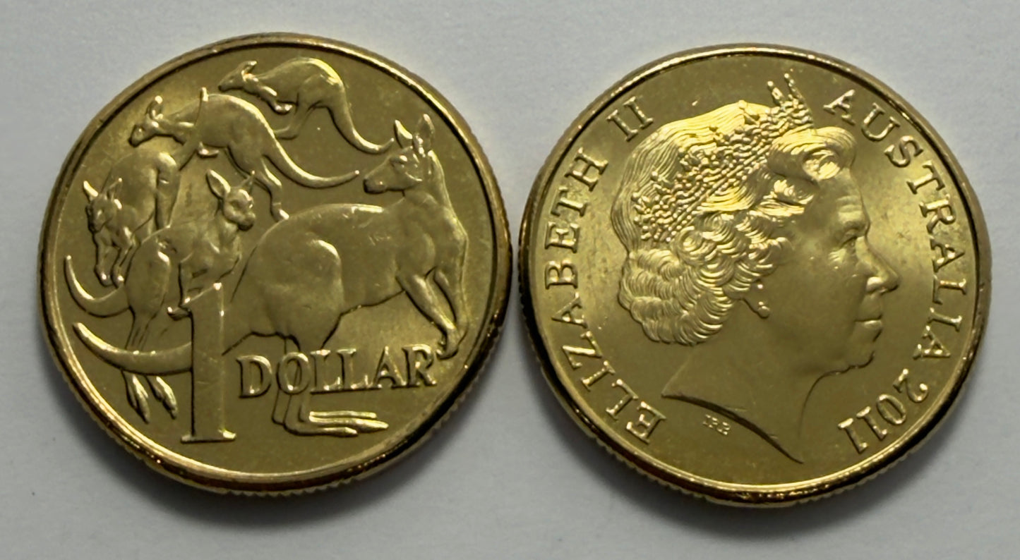 2011 $1 Coin - Mob of Roos - Uncirculated - One Dollar - comes in 2x2