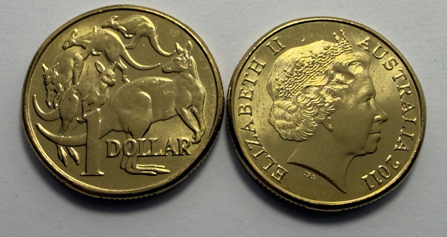 2011 $1 Coin - Mob of Roos - Uncirculated - One Dollar - comes in 2x2