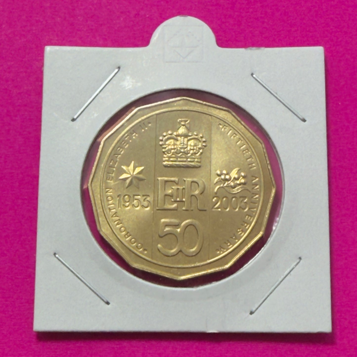 2003 50 Cent Coin - QEII Golden Jubilee - Uncirculated - comes in 2x2