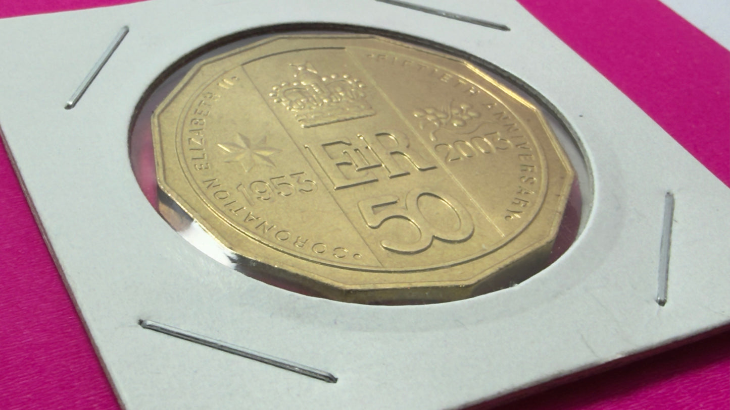 2003 50 Cent Coin - QEII Golden Jubilee - Uncirculated - comes in 2x2