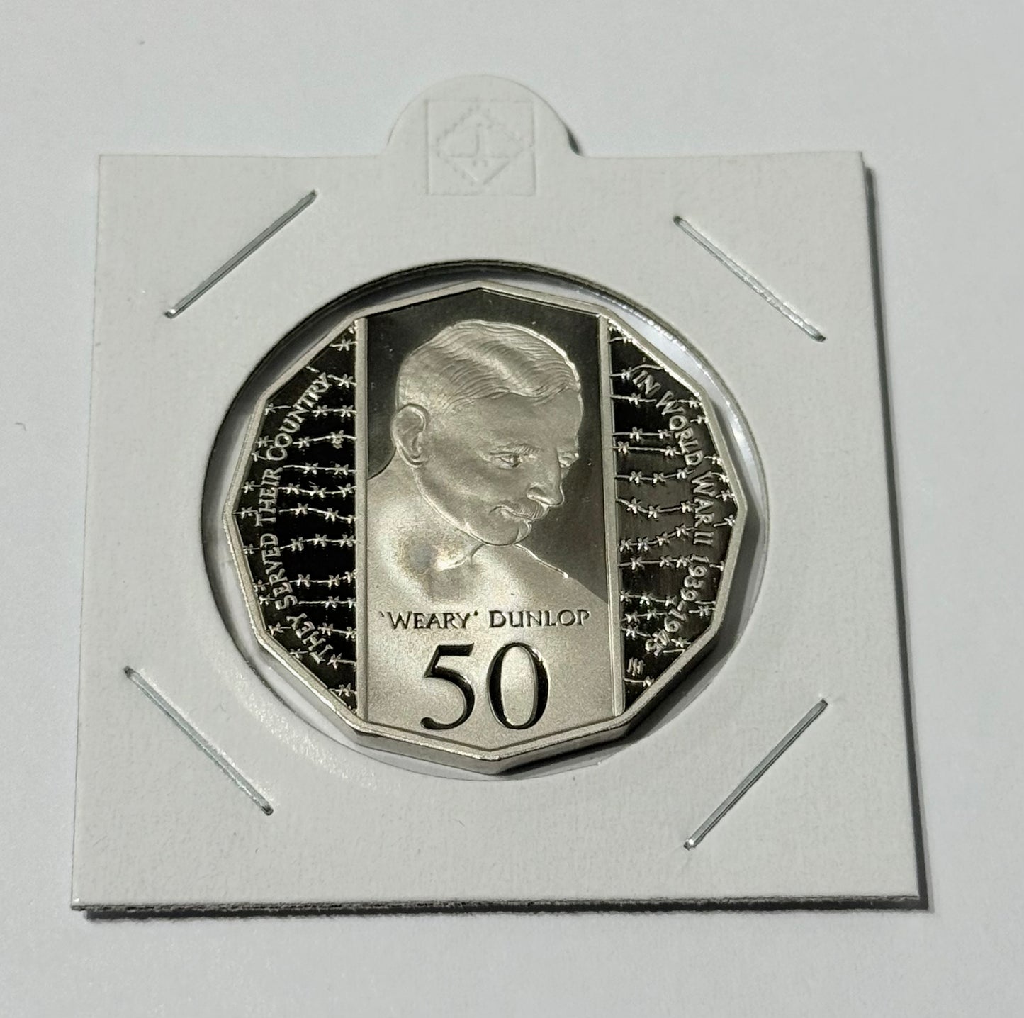 1995 50 Cent Proof Coin - Weary Dunlop Fifty Cent Proof - comes in 2x2