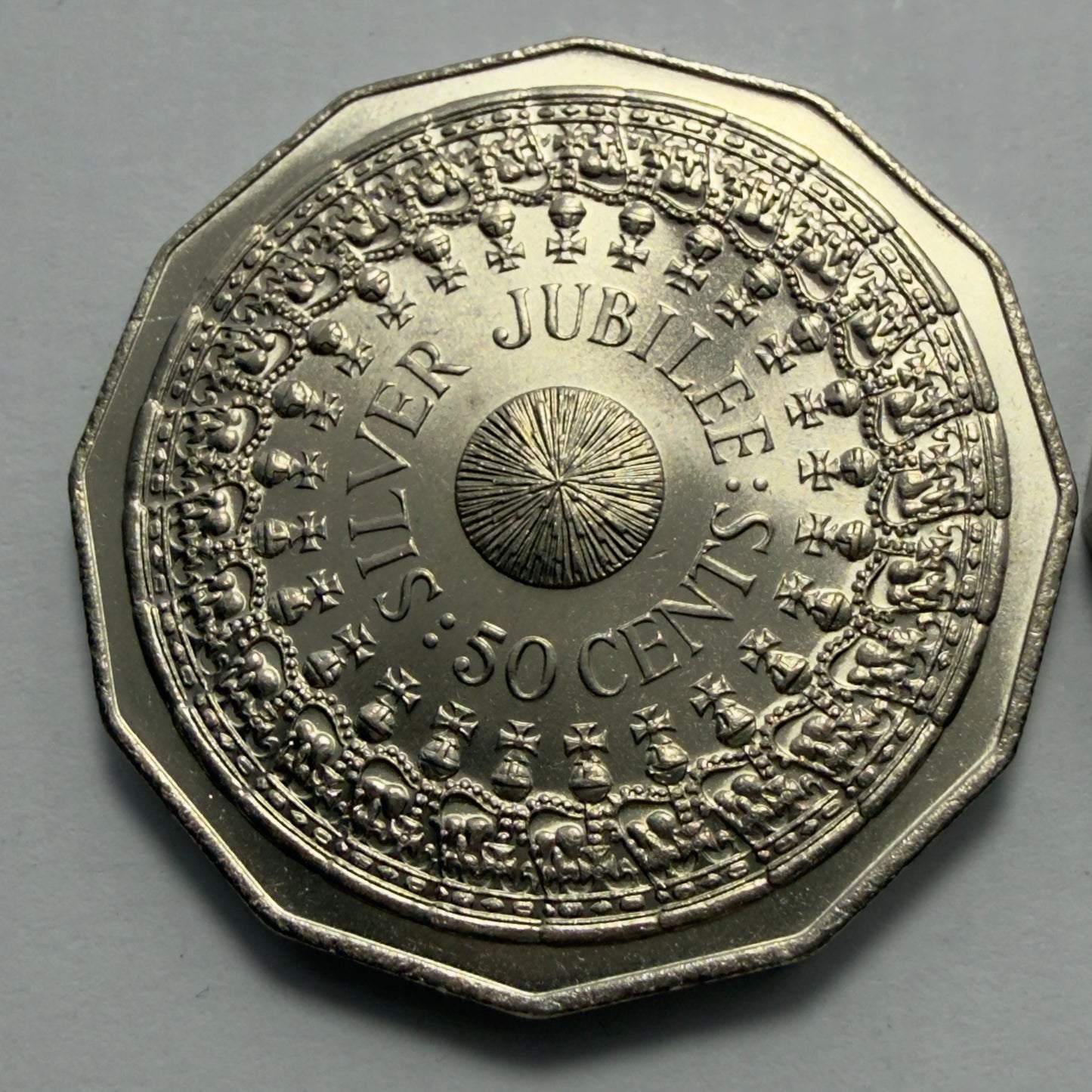 1977 50 Cent Coin - Uncirculated - Silver Jubilee 50c - Fifty Cent - in 2x2