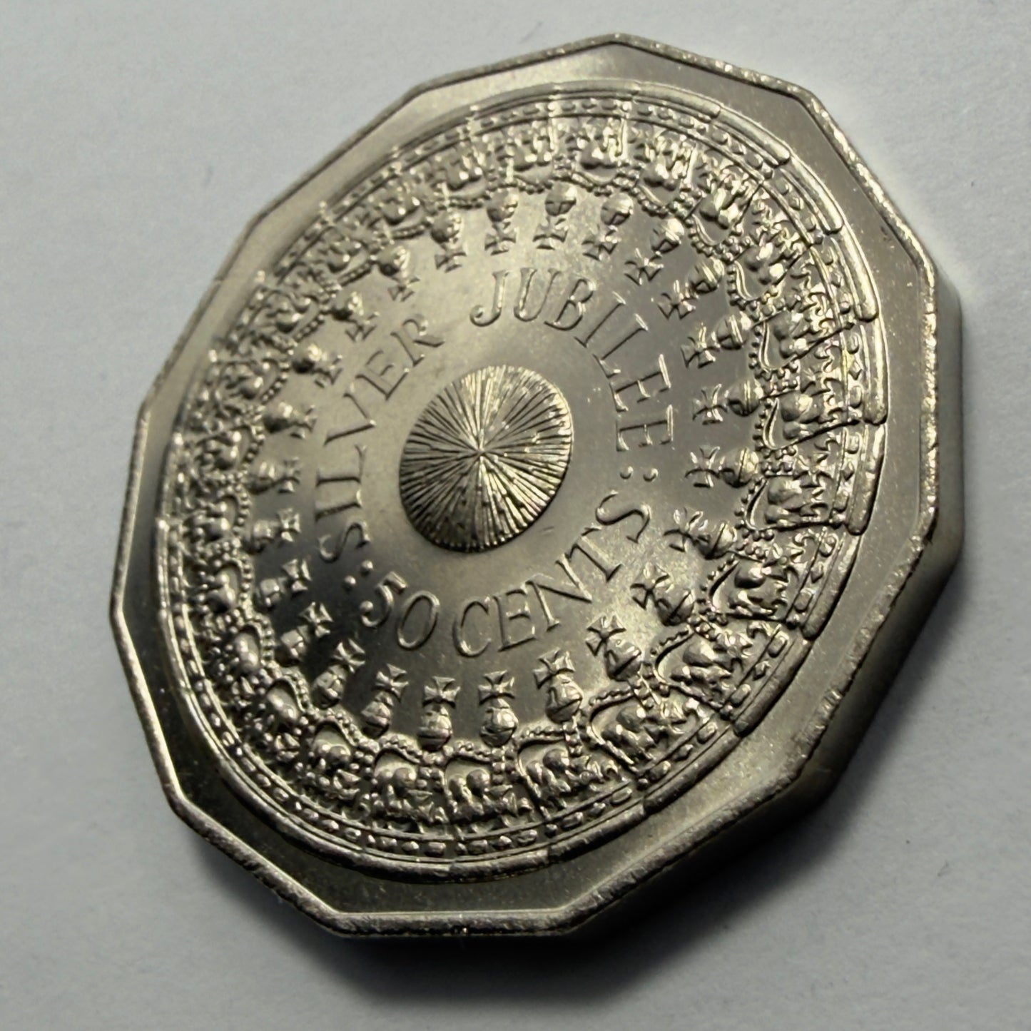 1977 50 Cent Coin - Uncirculated - Silver Jubilee 50c - Fifty Cent - in 2x2