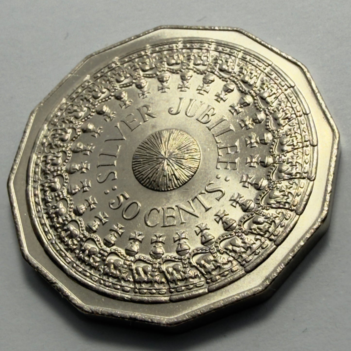 1977 50 Cent Coin - Uncirculated - Silver Jubilee 50c - Fifty Cent - in 2x2