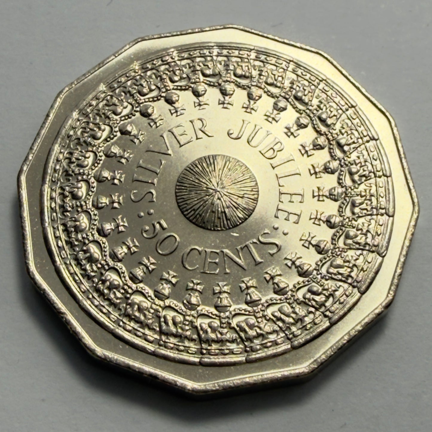 1977 50 Cent Coin - Uncirculated - Silver Jubilee 50c - Fifty Cent - in 2x2