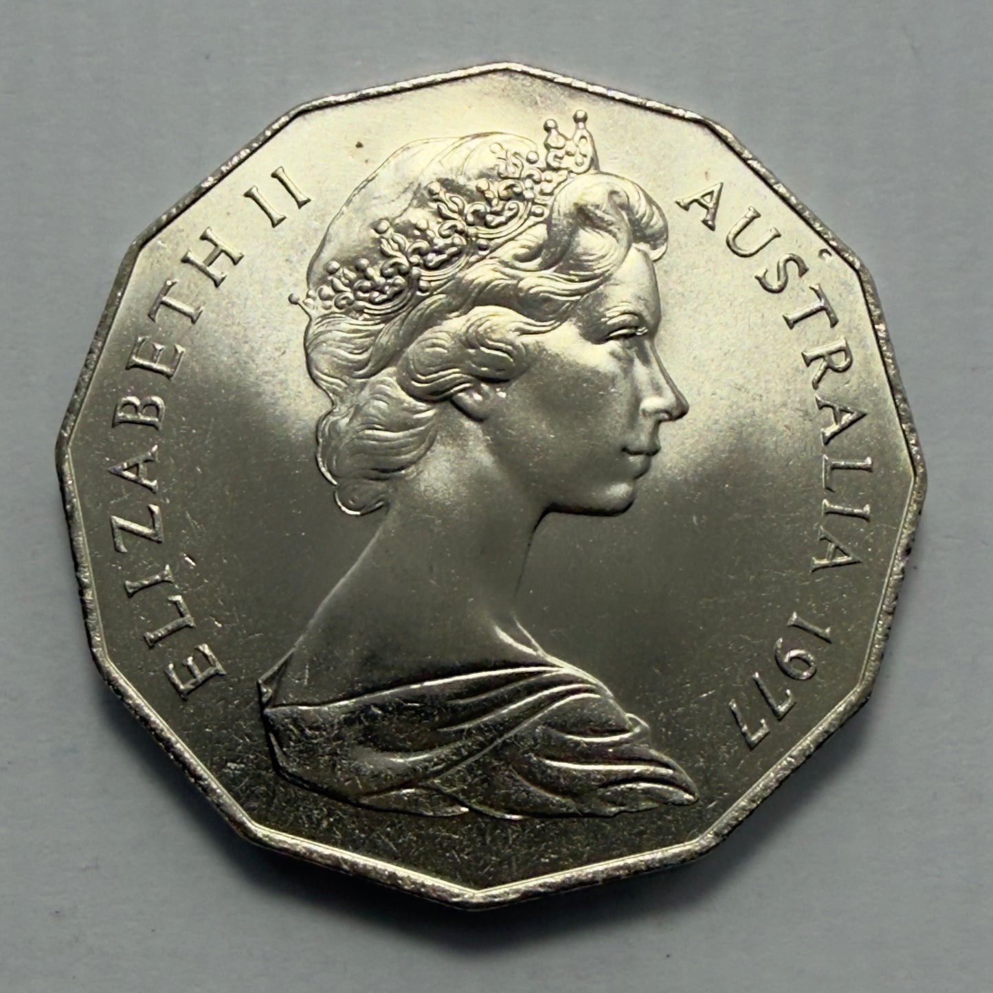 1977 50 Cent Coin - Uncirculated - Silver Jubilee 50c - Fifty Cent - in 2x2