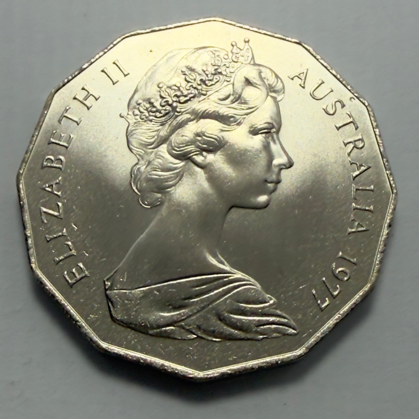 1977 50 Cent Coin - Uncirculated - Silver Jubilee 50c - Fifty Cent - in 2x2