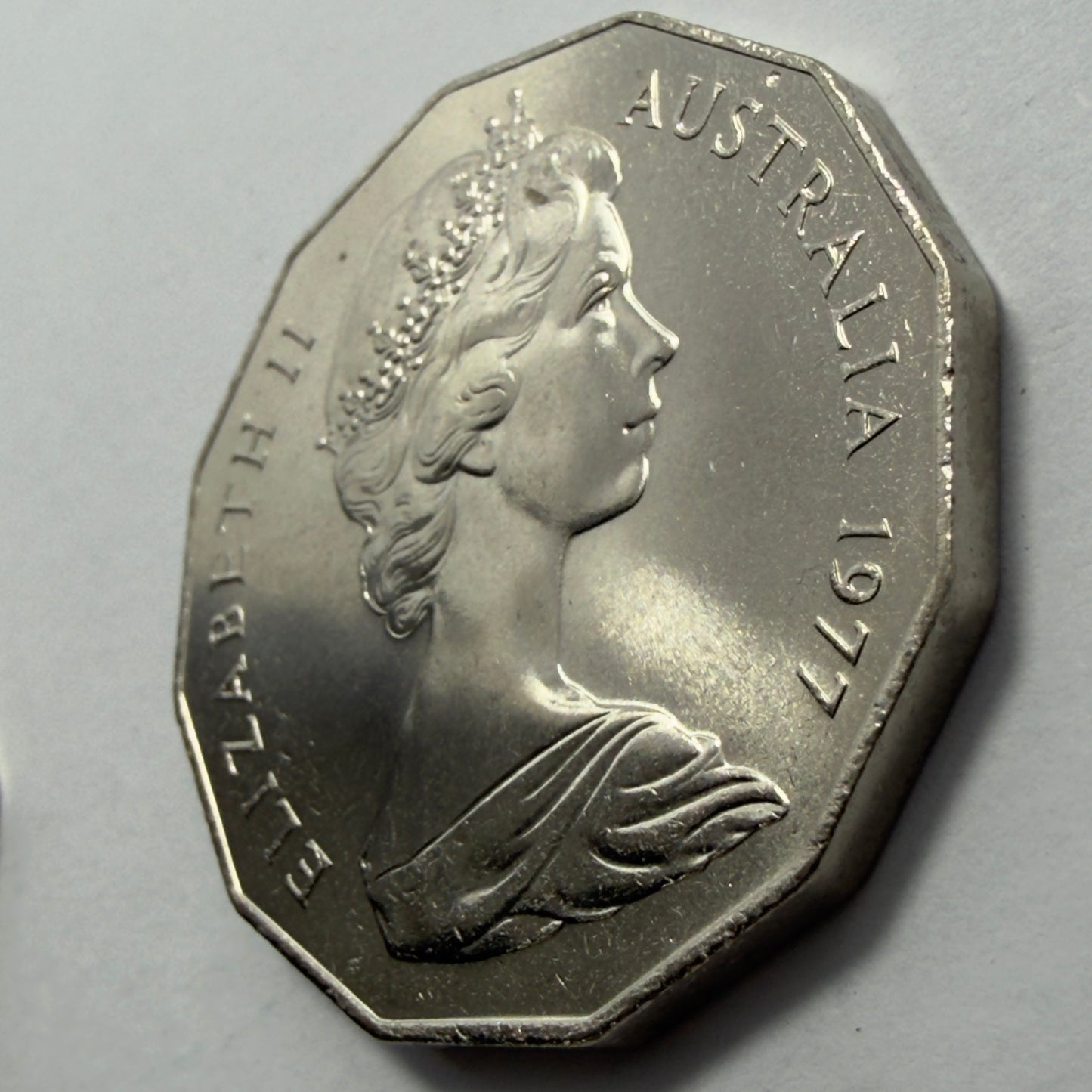 1977 50 Cent Coin - Uncirculated - Silver Jubilee 50c - Fifty Cent - in 2x2