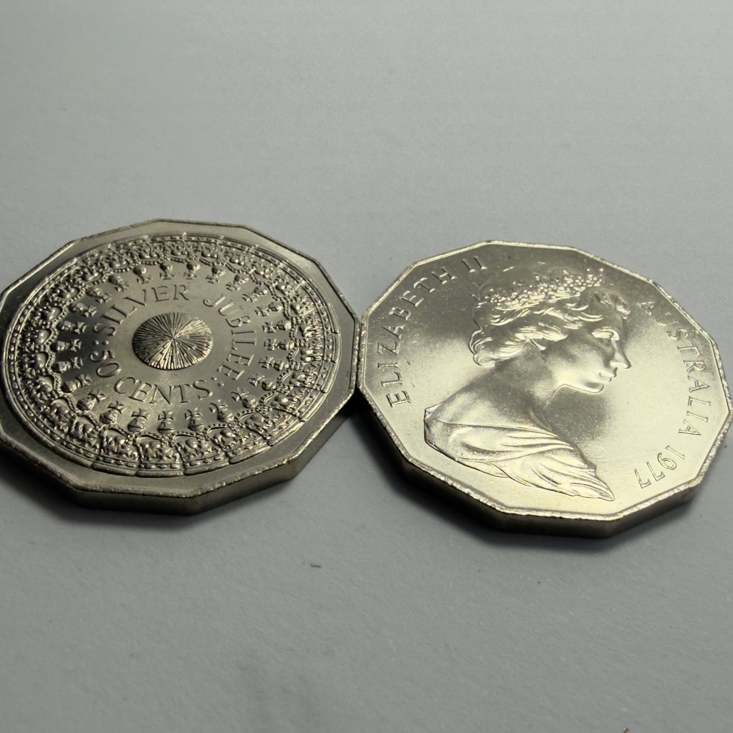 1977 50 Cent Coin - Uncirculated - Silver Jubilee 50c - Fifty Cent - in 2x2