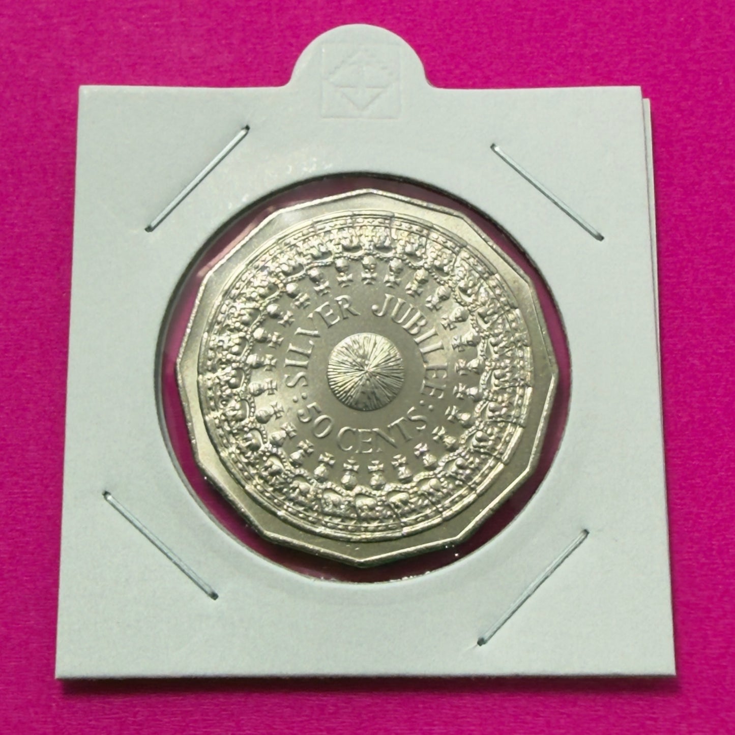 1977 50 Cent Coin - Uncirculated - Silver Jubilee 50c - Fifty Cent - in 2x2