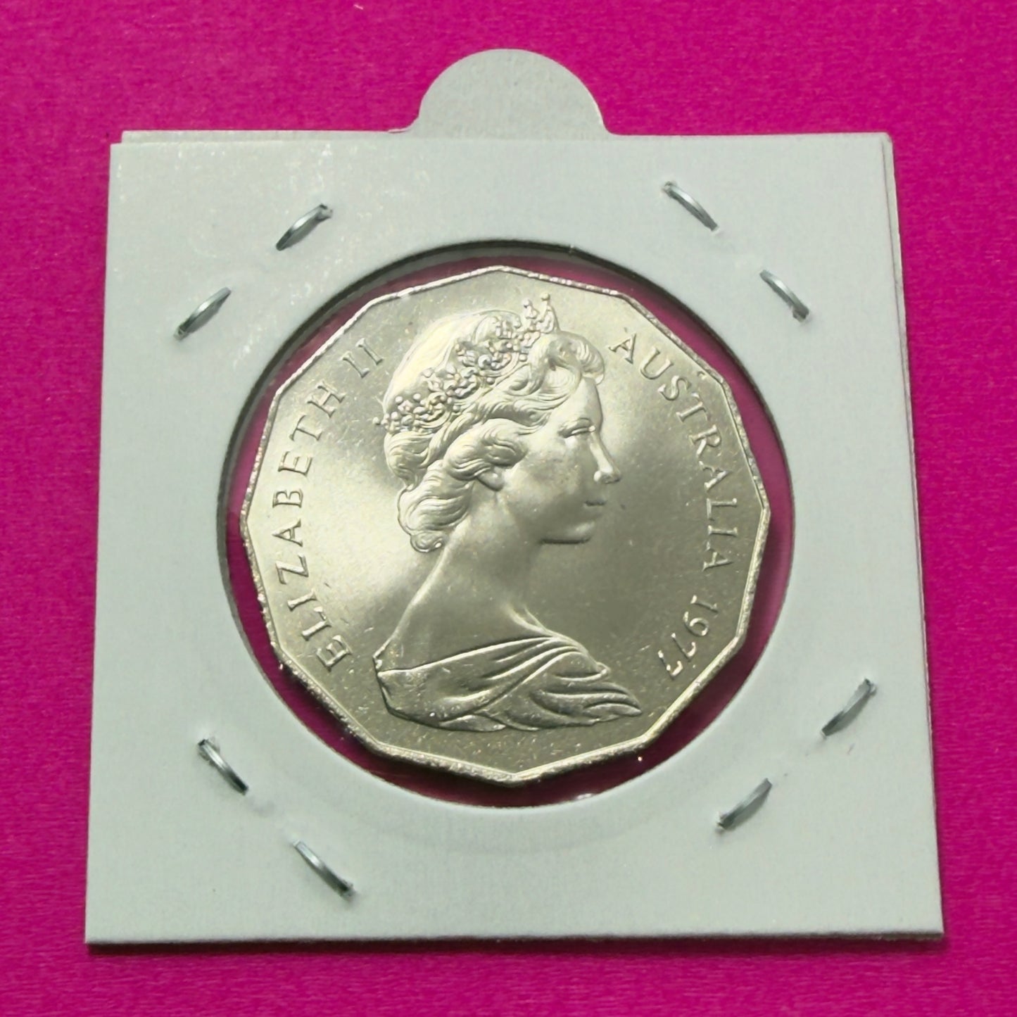 1977 50 Cent Coin - Uncirculated - Silver Jubilee 50c - Fifty Cent - in 2x2