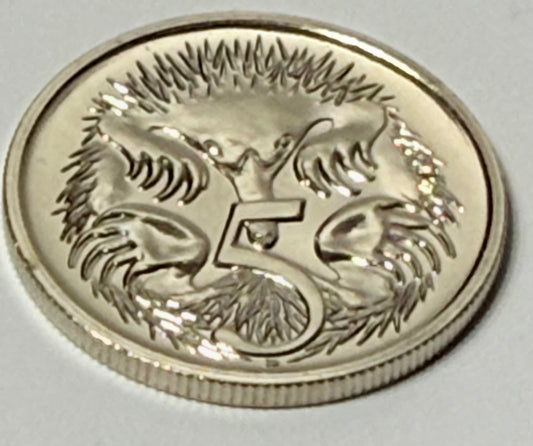 1991 5 Cent Coin - Choice Uncirculated - ex mint set coin - comes in 2x2