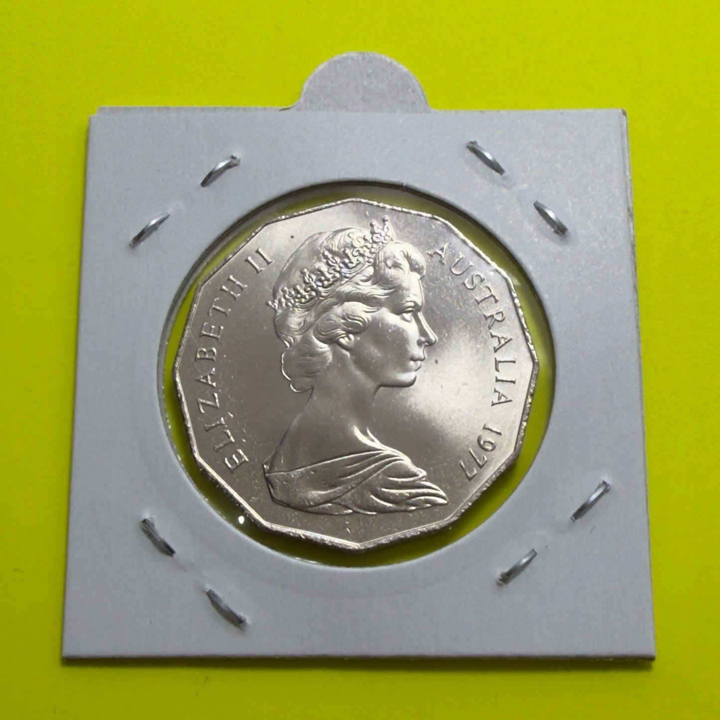 1977 50 Cent Coin - Uncirculated - Silver Jubilee 50c - Fifty Cent - in 2x2