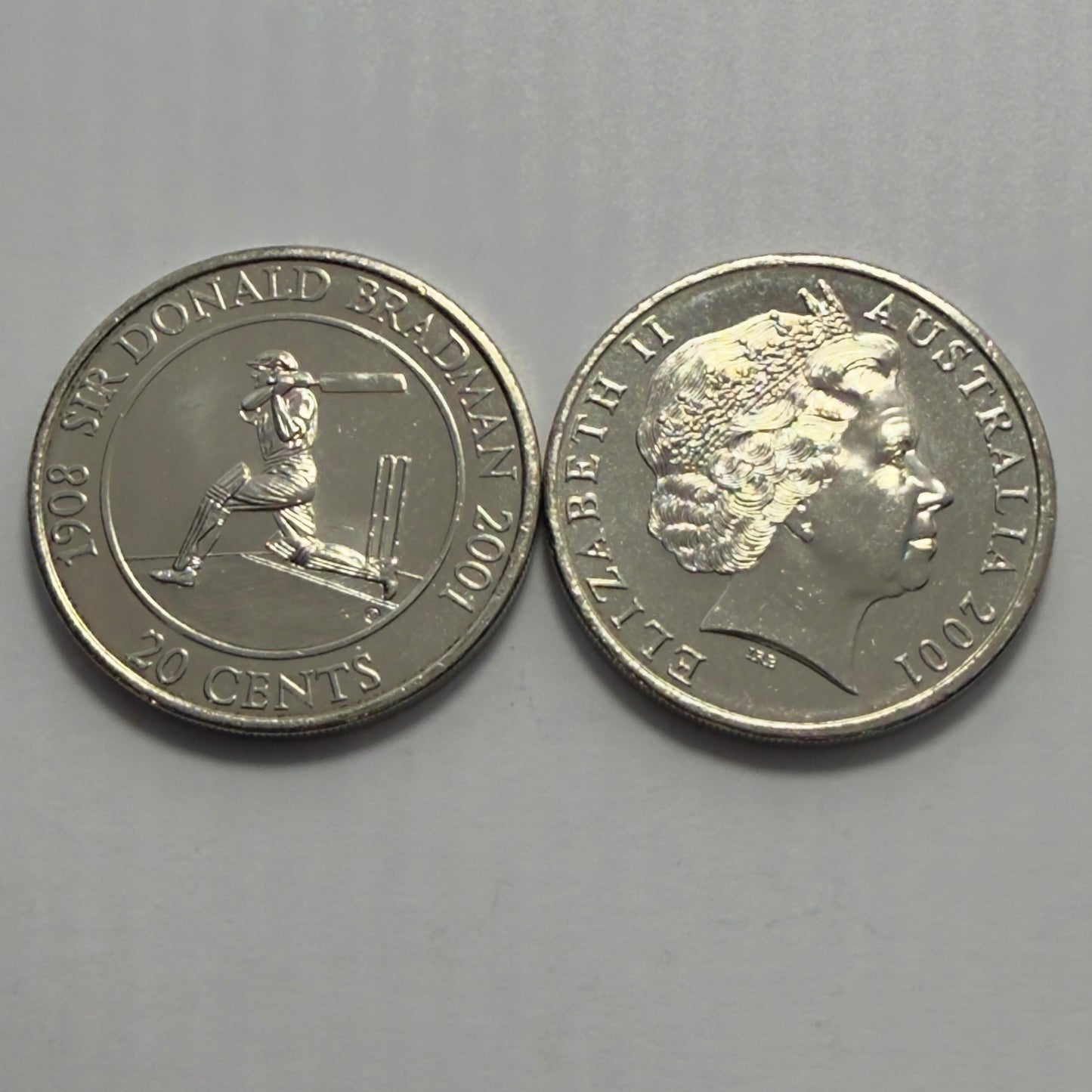2001 20 Cent Coin - Sir Donald Bradman - Uncirculated - comes in 2x2