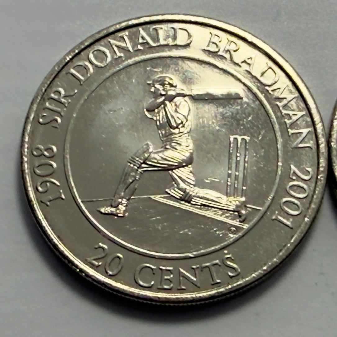 2001 20 Cent Coin - Sir Donald Bradman - Uncirculated - comes in 2x2