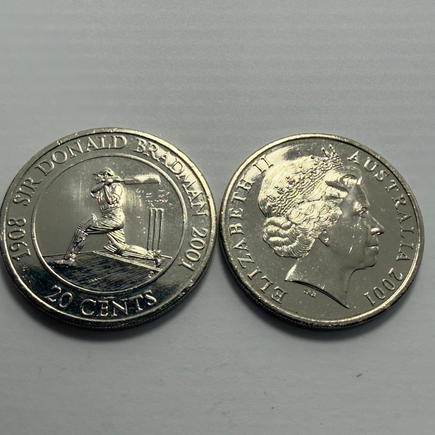 2001 20 Cent Coin - Sir Donald Bradman - Uncirculated - comes in 2x2