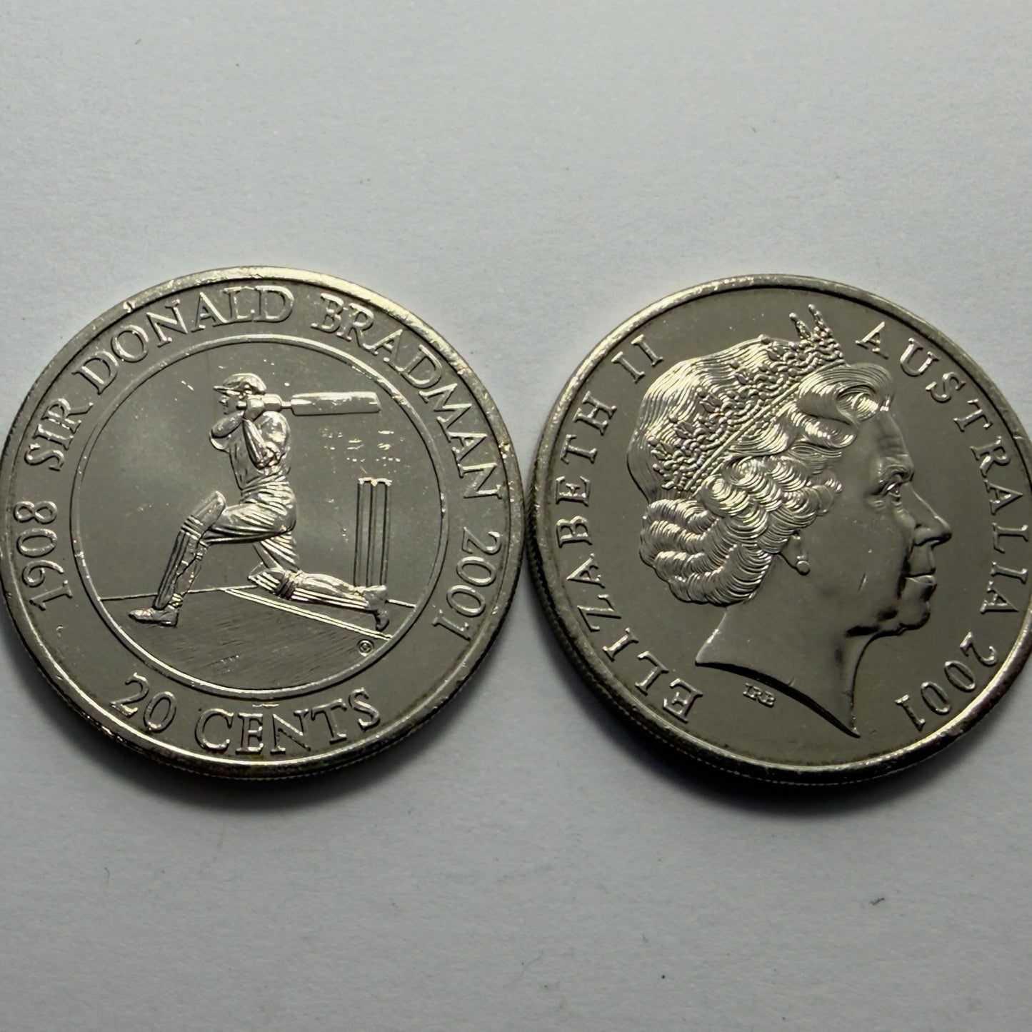 2001 20 Cent Coin - Sir Donald Bradman - Uncirculated - comes in 2x2
