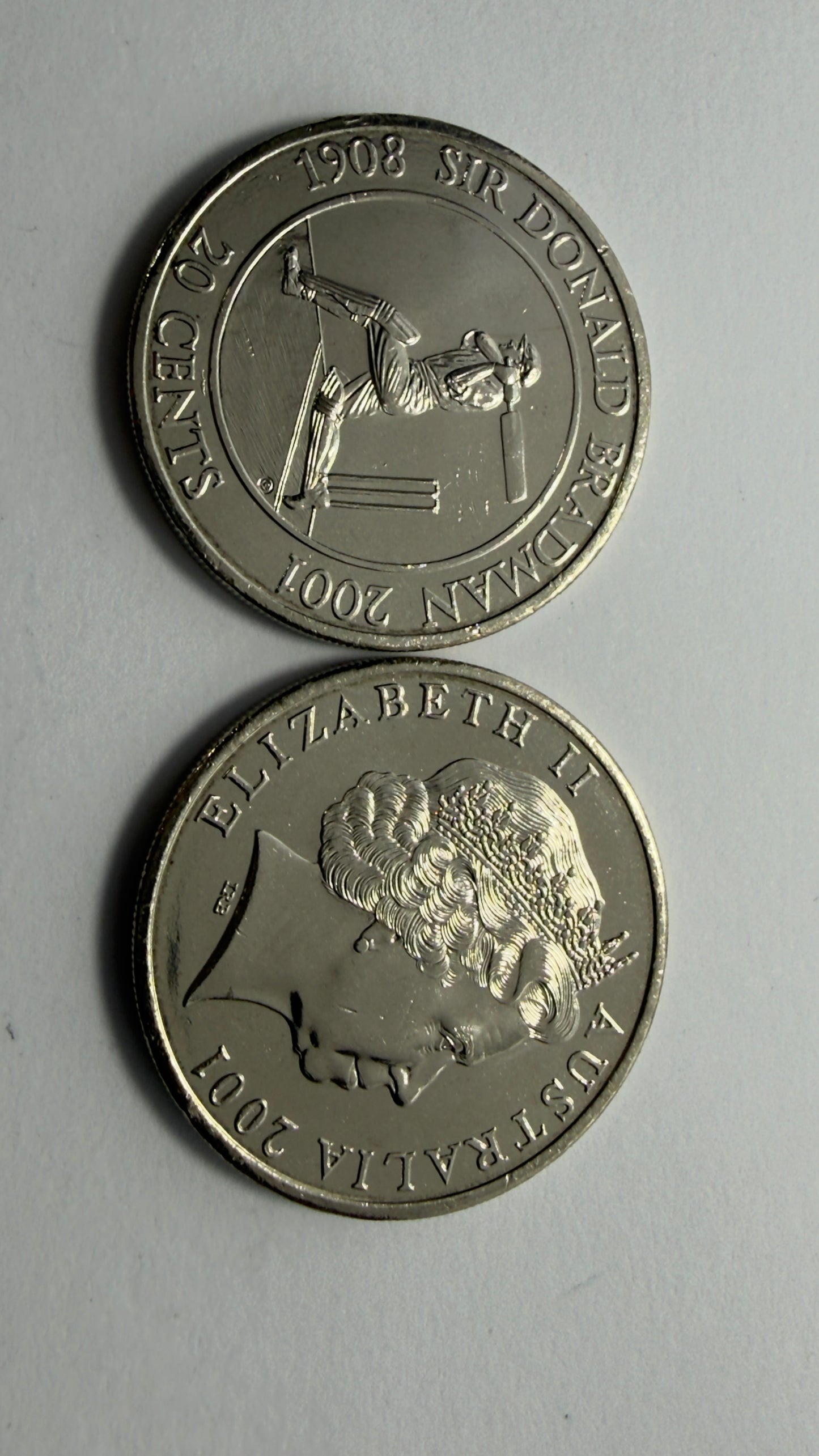 2001 20 Cent Coin - Sir Donald Bradman - Uncirculated - comes in 2x2