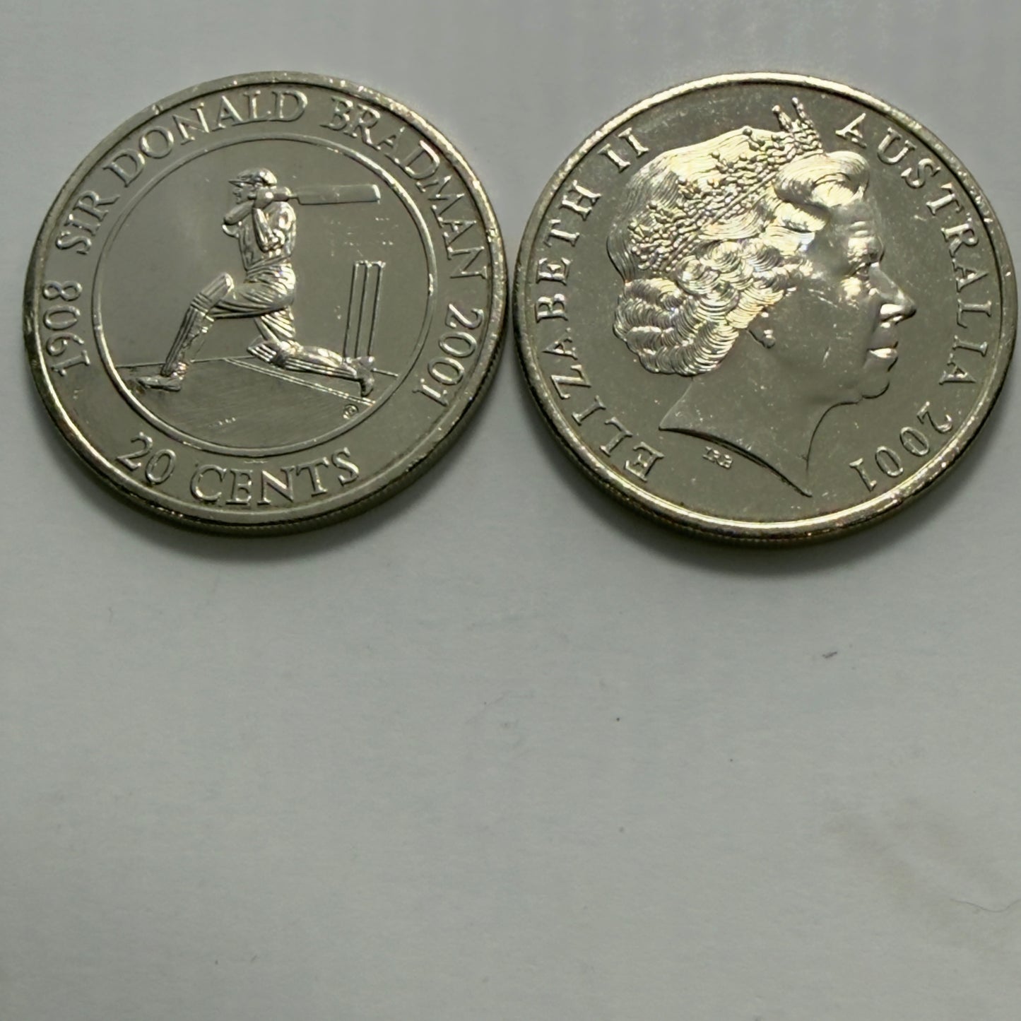 2001 20 Cent Coin - Sir Donald Bradman - Uncirculated - comes in 2x2
