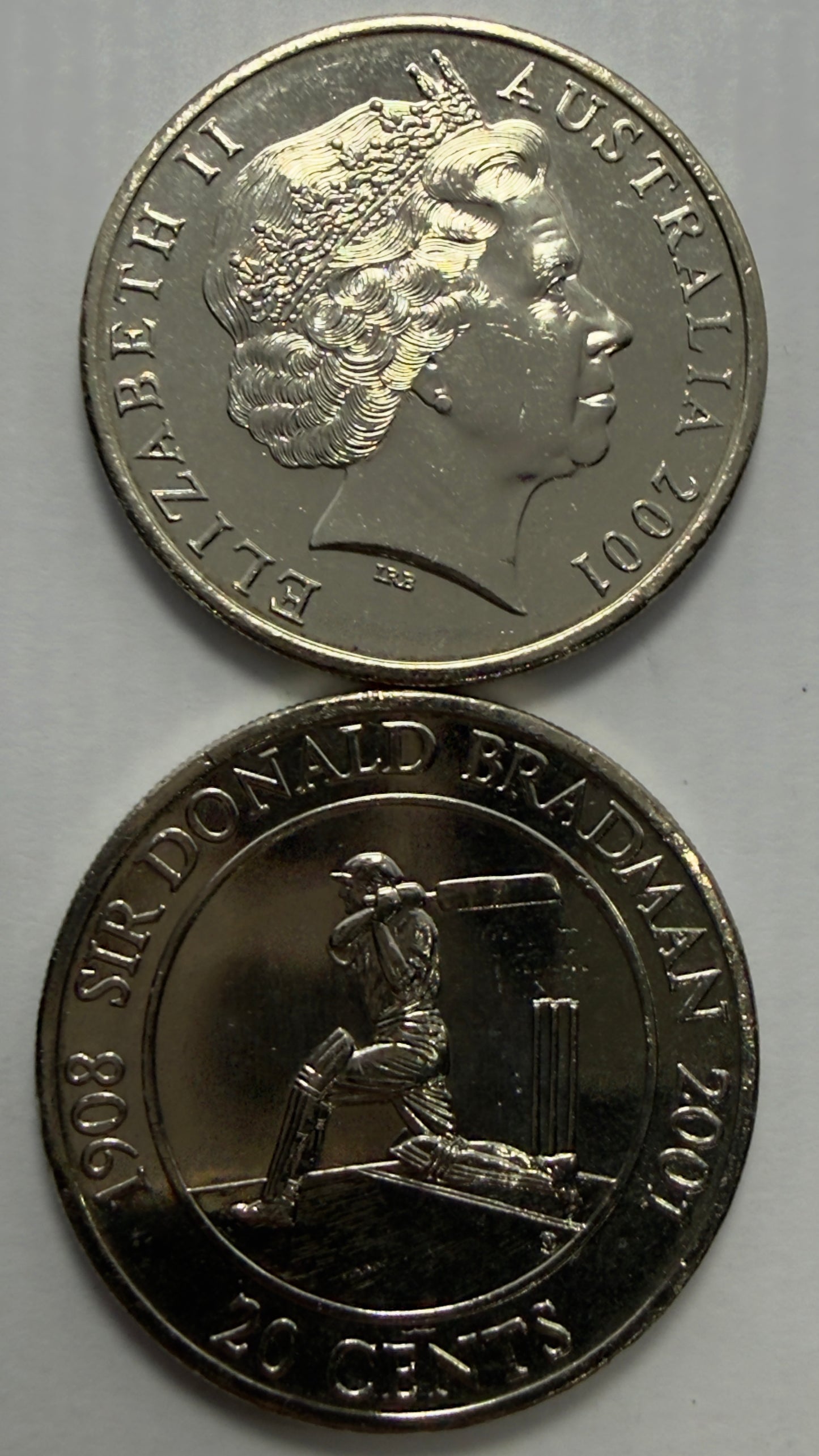 2001 20 Cent Coin - Sir Donald Bradman - Uncirculated - comes in 2x2