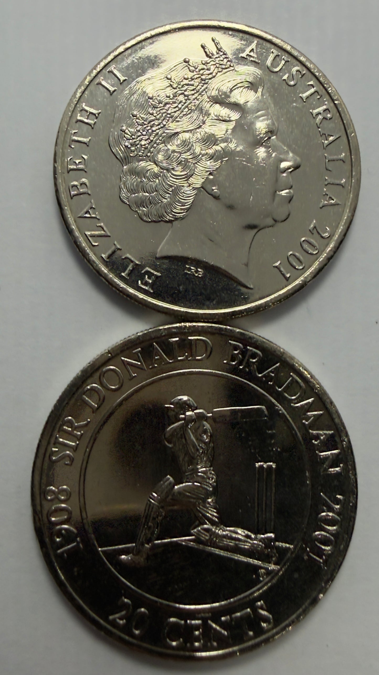 2001 20 Cent Coin - Sir Donald Bradman - Uncirculated - comes in 2x2