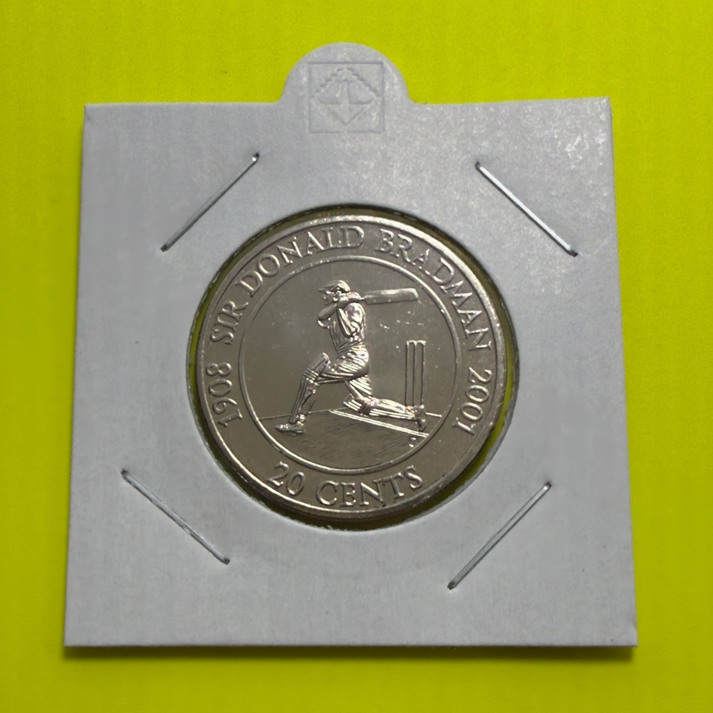 2001 20 Cent Coin - Sir Donald Bradman - Uncirculated - comes in 2x2